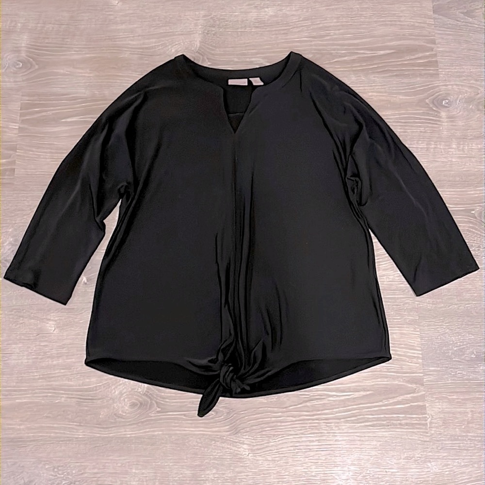 Easywear by Chico’s Nylon Dolman Batwing Tunic Shirt Knot Waist Tie